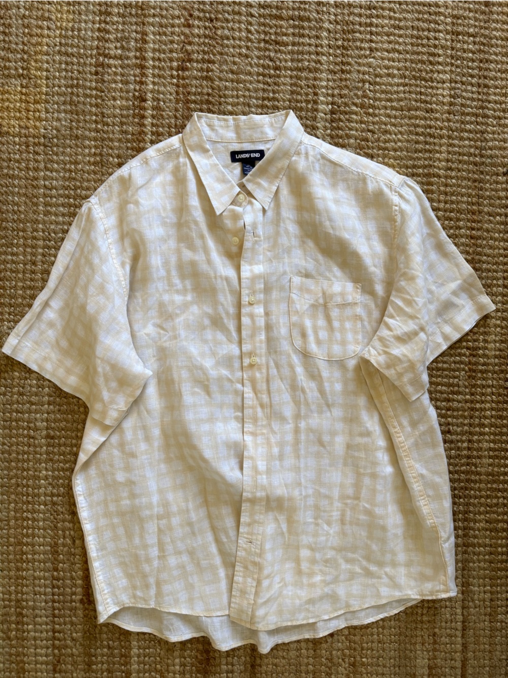 Lands’ End 100% Linen Short Sleeve Button-Up — Men’s XL
